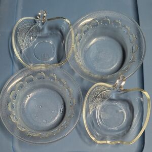 4 piece KIG Indonesia Vintage Apple Shaped Glass Dishes And Decorative Bowls